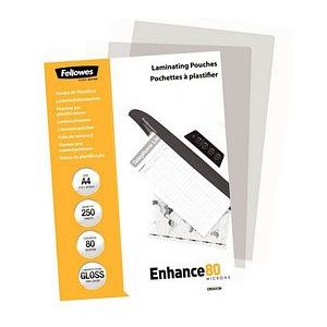 250 Fellowes Laminierfolien glänzend für A4 80 micron
