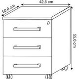 röhr direct.office Rollcontainer beton 3 Auszüge 42,5 x 50,0 x 55,0 cm