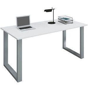 VCM my office Lona Schreibtisch weiß rechteckig, U-Fuß-Gestell silber 160,0 x 80,0 cm