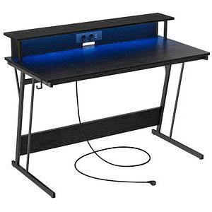VASAGLE Gaming Schreibtisch schwarz rechteckig, C-Fuß-Gestell schwarz 120,0 x 60,0 cm