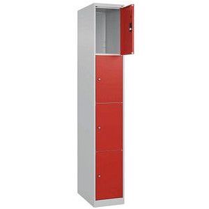 CP Schließfachschrank Classic Plus lichtgrau, verkehrsrot 080000-104 S10002, 4 Schließfächer 30,0 x 50,0 x 185,0 cm