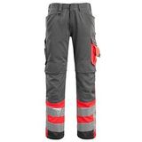 MASCOT® unisex Warnschutzhose Leeds dunkelanthrazit, rot Größe 64
