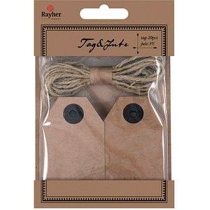 Rayher Geschenkanhänger braun Tags and Jute 20 St.