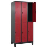 CP Spind Classic Plus rubinrot, schwarzgrau 080310-30 S10124, 6 Schließfächer 90,0 x 50,0 x 195,0 cm