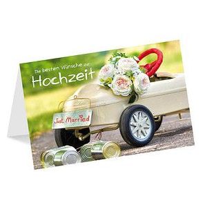 LUMA Glückwunschkarte Hochzeit Auto mit Dosen DIN B6