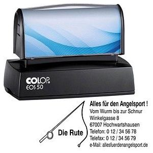 COLOP Textstempel, individualisierbar EOS 50 selbstfärbend blau, schwarz, rot mit Logo