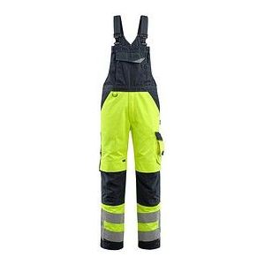MASCOT® unisex Warnschutz-Latzhose Newcastle gelb, schwarzblau Größe 48