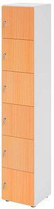 HAMMERBACHER Schließfachschrank weiß, buche V264L6/W/6/DS, 6 Schließfächer 40,0 x 42,0 x 215,6 cm