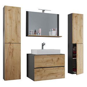 VCM my bath Badmöbel-Set Lendas XL 915302 honig-eiche, anthrazit 127,0 x 52,0 x 150,0 cm