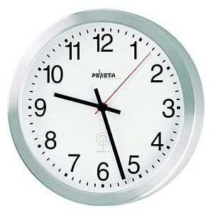 PEWETA Funkwanduhr weiß silber Aluminium, matt, Ø 40,0 cm