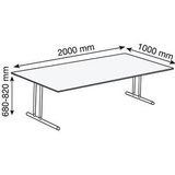 Kerkmann Lago Schreibtisch weiß rechteckig, C-Fuß-Gestell chrom 200,0 x 100,0 cm