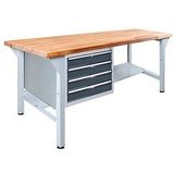 ADB Werkbank lichtgrau, anthrazitgrau 4 Schubladen 200,0 x 75,0 x 85,0 cm