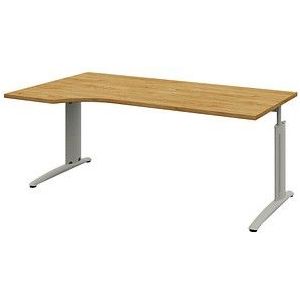 röhr Techno höhenverstellbarer Schreibtisch hickory-eiche L-Form, C-Fuß-Gestell silber 180,0 x 80,0/100,0 cm