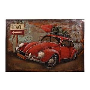 Garden Pleasure Wandbild 3D Auto, Metall