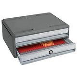 cep Schubladenbox MoovUp mit Schloss  lichtgrau 1091116361, DIN A4 quer mit 2 Schubladen