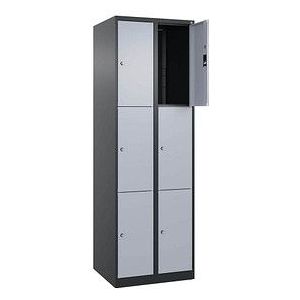 CP Schließfachschrank Classic Plus schwarzgrau, weißaluminium 080000-203 S10041, 6 Schließfächer 60,0 x 50,0 x 185,0 cm
