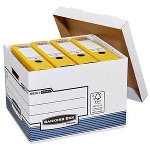10 Bankers Box Archivboxen weiß/blau 33,5 x 40,4 x 29,2 cm