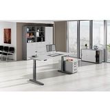 HAMMERBACHER XBHM16 elektrisch höhenverstellbarer Schreibtisch lichtgrau rechteckig, C-Fuß-Gestell grau 160,0 x 80,0 cm