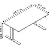 HAMMERBACHER XMKA16 elektrisch höhenverstellbarer Schreibtisch weiß rechteckig, C-Fuß-Gestell silber 160,0 x 80,0 cm