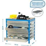 Simonrack Werkbank SIMONWORK BT5 BOX blau 6 Schubladen 121,0 x 76,0 x 84,2 cm