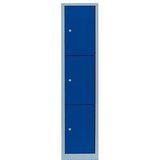 LÜLLMANN Schließfachschrank enzianblau, lichtgrau 523311, 3 Schließfächer 41,5 x 50,0 x 180,0 cm