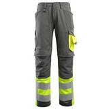 MASCOT® unisex Warnschutzhose Leeds dunkelanthrazit, gelb Größe 44