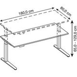 HAMMERBACHER XBHM19 elektrisch höhenverstellbarer Schreibtisch ahorn rechteckig, C-Fuß-Gestell weiß 180,0 x 80,0 cm