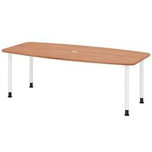 HAMMERBACHER Konferenztisch KT22C nussbaum Tonnenform, Rundrohr grau, 220,0 x 83,0/103,0 x 72,0 - 74,0 cm