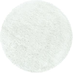 Rond Hoogpolig Vloerkleed | Tapijt | Shaggy | Fluffy | Wit | 120x120 cm