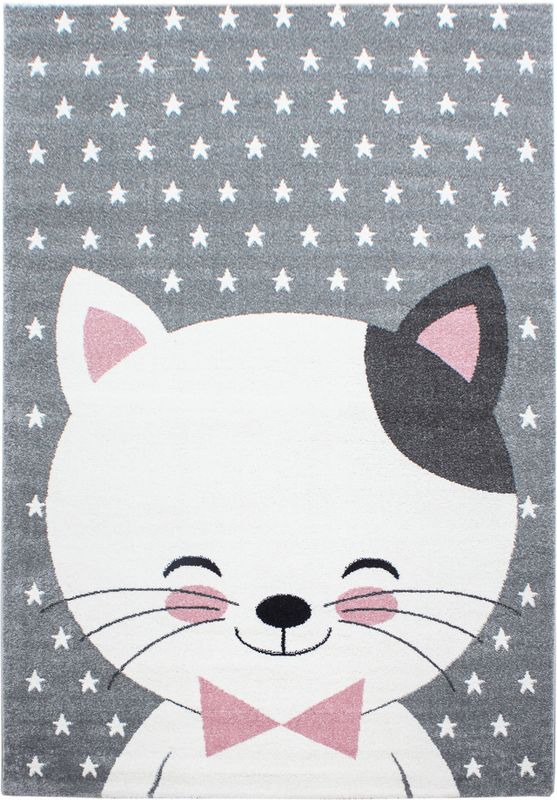 Kindervloerkleed | Tapijt | Kids Leuke Kat | Roze | 120x170 cm