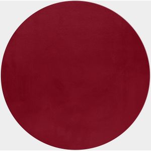 Rond Hoogpolig Vloerkleed | Tapijt | Pouffy | Rood | 120x120 cm