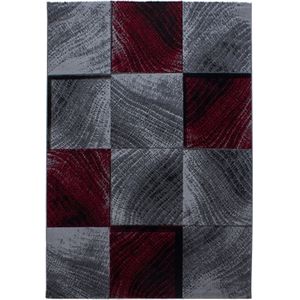 Laagpolig Vloerkleed | Tapijt | Plus | Blokken | Rood | 280x370 cm