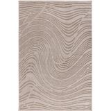 Hoogpolig Vloerkleed | Tapijt | Lotus | Golven | Beige | 80x150 cm