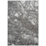 Hoogpolig Vloerkleed | Tapijt | Marmaris | Geometrisch | Zilver | 160x230 cm