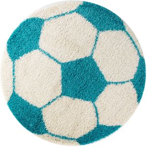 Rond Kindervloerkleed | Tapijt | Fun | Turquoise | 120x120 cm