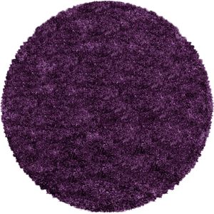 Shaggy Fluffy | Rond Hoogpolig Vloerkleed | Lila | Verfijnde Kwaliteit | 120x120 cm