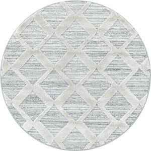 Rond Vloerkleed | Tapijt | Pisa | Ruiten | Grijs | 120x120 cm