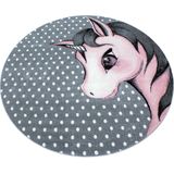 Rond Kindervloerkleed | Tapijt | Kids | Eenhoorn | Roze | 160x160 cm