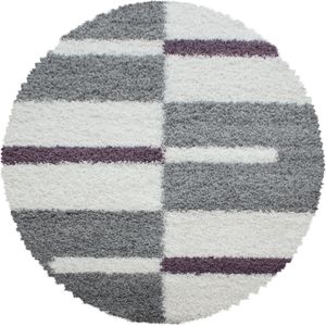 Rond Shaggy Vloerkleed | Tapijt | Gala | Lila | 80x80 cm