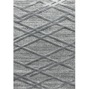 Hoogpolig Vloerkleed | Pisa | Gestreept | Grijs | 140x200 cm