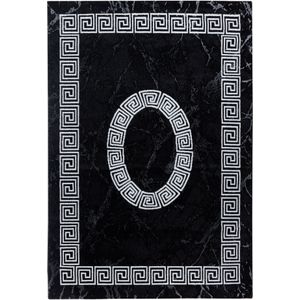 Laagpolig Vloerkleed | Tapijt | Plus | Raster | Zwart | 160x230 cm