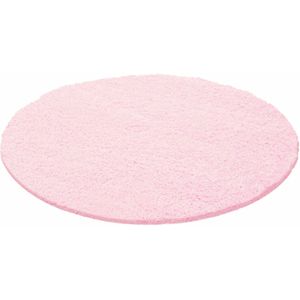 Rond Hoogpolig Vloerkleed | Shaggy | Life | Roze | 120x120 cm