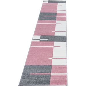 Modern Vloerkleed | Tapijt | Hawaii | Gestreept | Roze | 80x300 cm