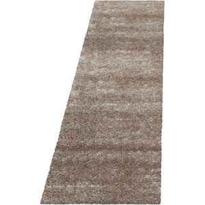 Shaggy Vloerkleed | Tapijt | Brilliant | Taupe | 80x250 cm