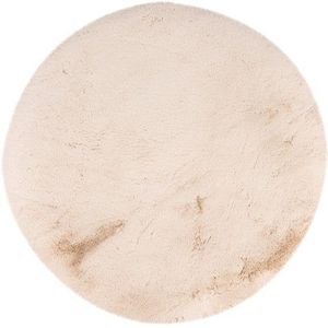 Rond Hoogpolig Vloerkleed | Tapijt | Heaven | Beige | 200x200 cm