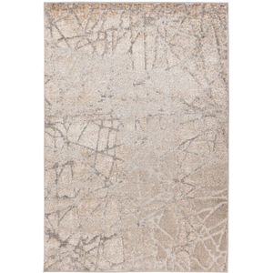 Hoogpolig Vloerkleed | Tapijt | Milas | Abstract | Zilver/Beige | 120x170 cm