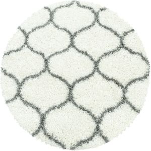 Rond Hoogpolig Vloerkleed | Tapijt | Shaggy | Salsa | Crème | 120x120 cm