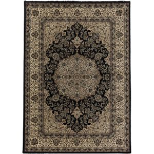 Perzisch Vloerkleed | Tapijt | Kashmir | Medaillon | Zwart | 120x170 cm