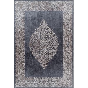 Wasbaar Vloerkleed - Fiesta Medaillon - Zwart - 80x250 cm