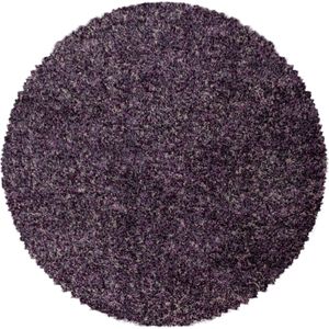 Rond Hoogpolig Vloerkleed | Tapijt | Shaggy | Enjoy | Lila | 120x120 cm